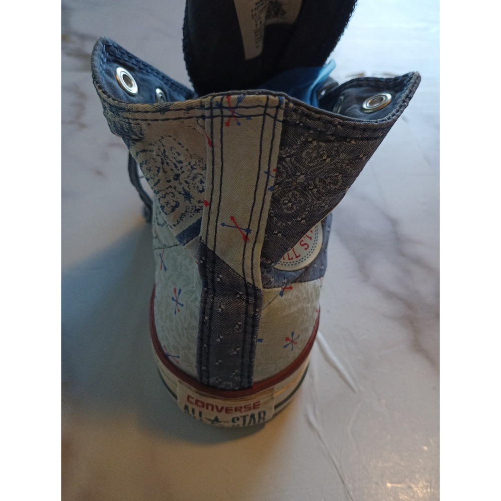 Y2K Style Disstresed Womens Convers All Star Rare Patch Work Denim Graphic Sz7.5 - Picture 15 of 16